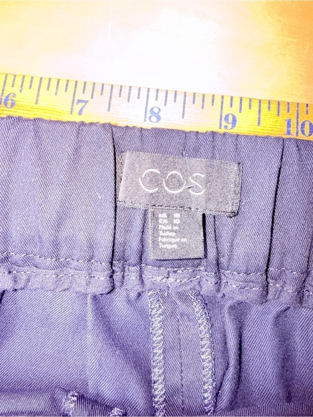 COS Navy Blue  Elastic Waist Cotton Blend Light Weight Trousers - 10